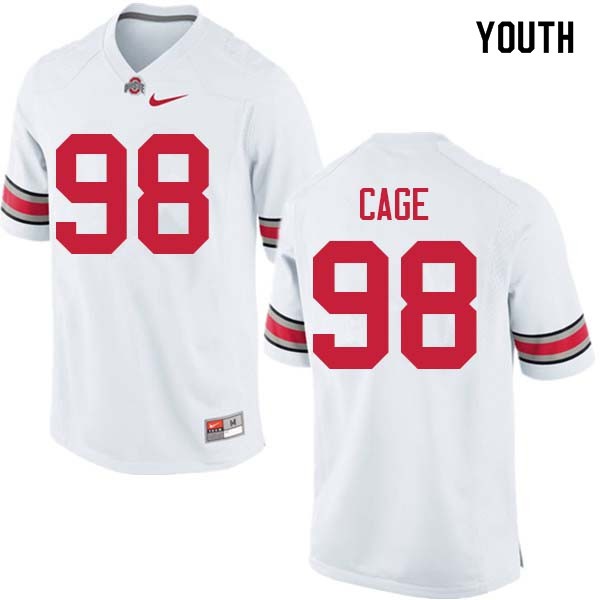 Ohio State Buckeyes #98 Jerron Cage Youth Stitch Jersey White OSU70858